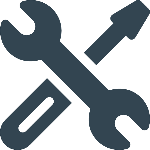 Wrench and screwdriver crossed, tool icon.