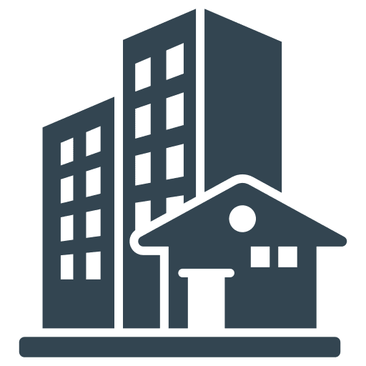 Icon of building and house together.