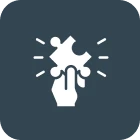 Hand holding puzzle piece icon