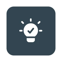 Light bulb icon with check mark